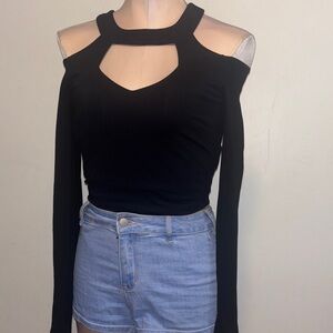 Bebe Black Cut-Out long sleeve top